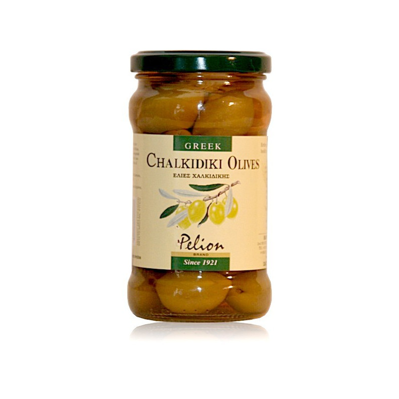 Olives vertes de grèce naturelles variété chalkidiki au citron frais