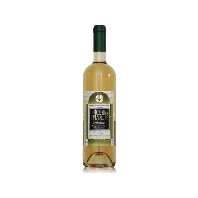 Vin blanc sec Crète monastère Agia Triada cépage Trebbiano AOP Chania