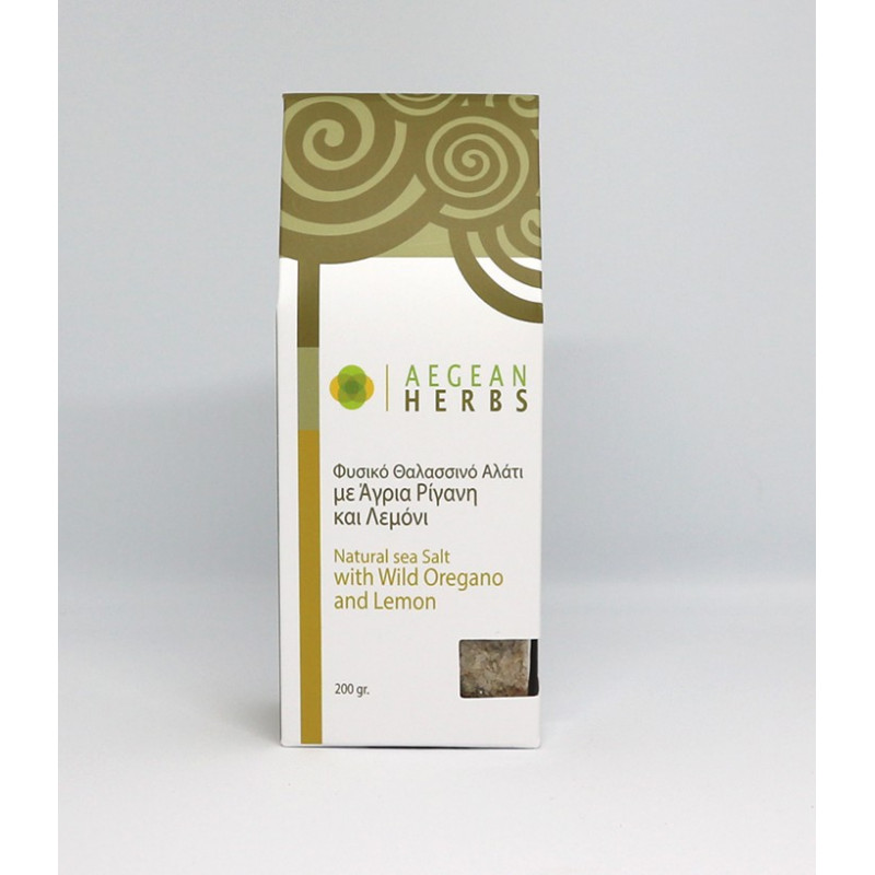 sel de mer grec naturel sans additifs aromatisé à l'origan et citron
