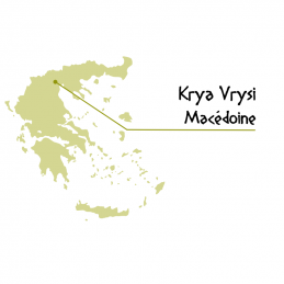 Carte de Grèce pointant vers Krya Vrysi en Macédoine, lieu de production de Bio Agros