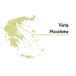 Carte de Grèce pointant vers Krya Vrysi en Macédoine, lieu de production de Bio Agros
