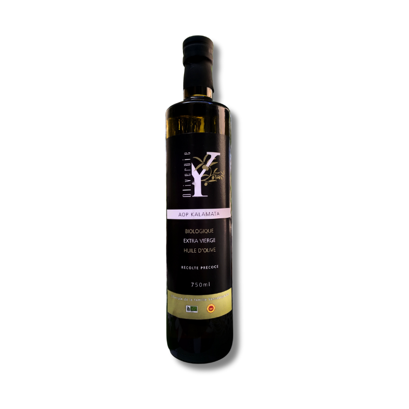 Huile d'olive vierge extra biologique AOP Kalamata bio récolte précoce - bouteille en verre 750ml