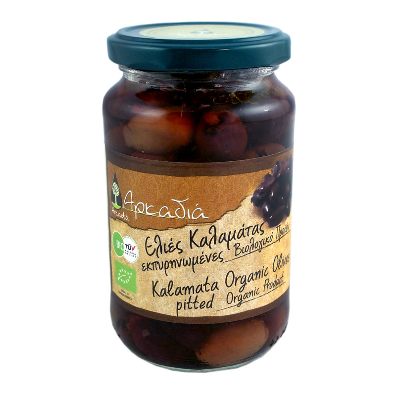 Olives AOP Kalamata en saumure - ARCADIA - 220 g net égoutté