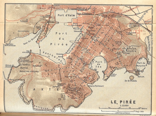 Ancienne carte du Pirée (1908)